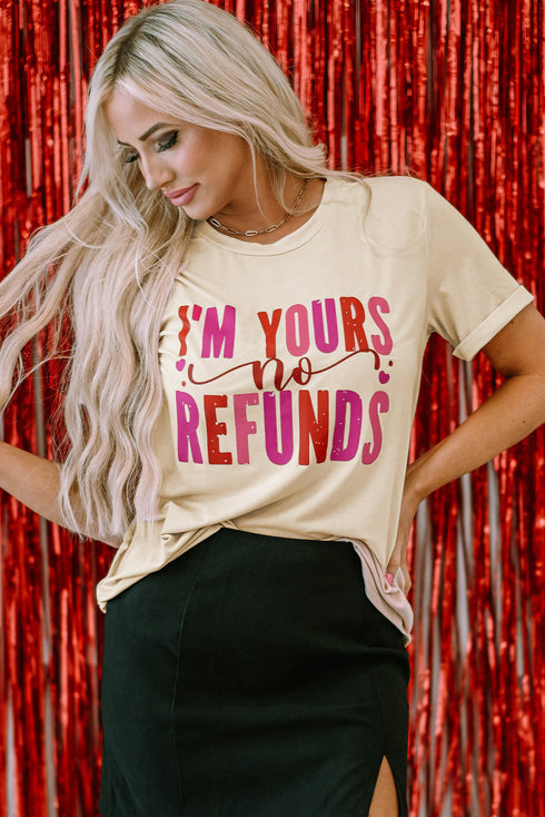Romantic Slogan Print Crew Neck Graphic Tee