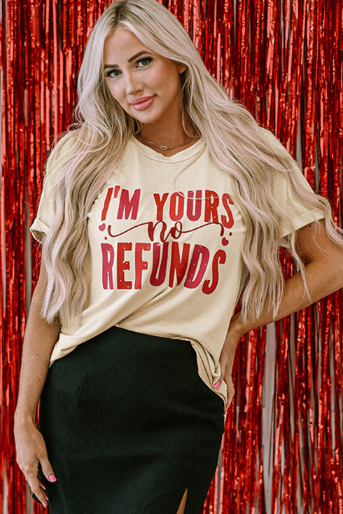 Romantic Slogan Print Crew Neck Graphic Tee