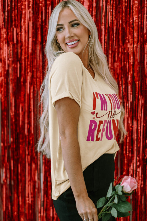 Romantic Slogan Print Crew Neck Graphic Tee