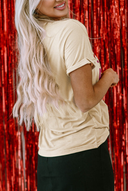 Romantic Slogan Print Crew Neck Graphic Tee