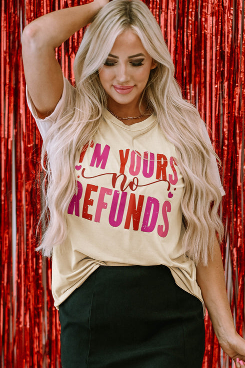 Romantic Slogan Print Crew Neck Graphic Tee