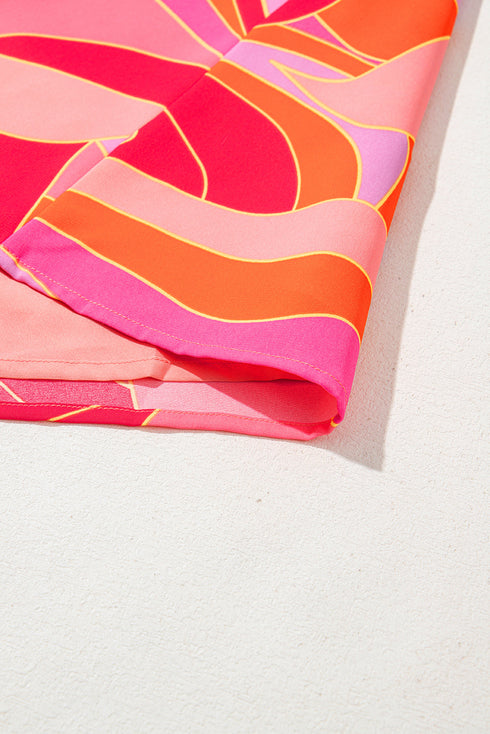 Rose Abstract Floral Print Sleeveless Shift Mini Dress