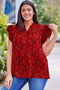 Rose Floral Print Ruffle Sleeve Plus Size Shift Top