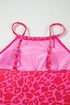 Rose Leopard Drawstring Side Tankini 2pcs Swimsuit