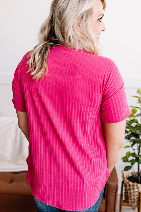 Rose Plus Size Ribbed Knit T-Shirt