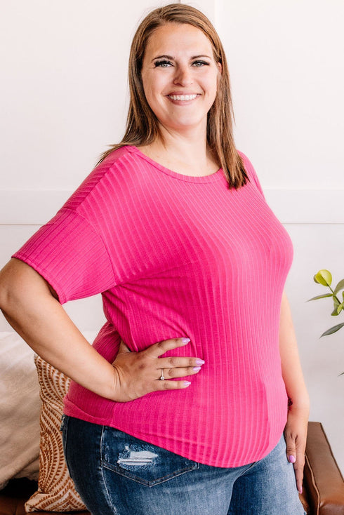 Rose Plus Size Ribbed Knit T-Shirt