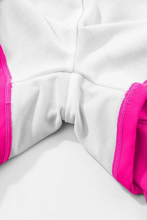 Rose Red Drawstring Elastic Waist Lined Ruffle Shorts Bikini Bottom