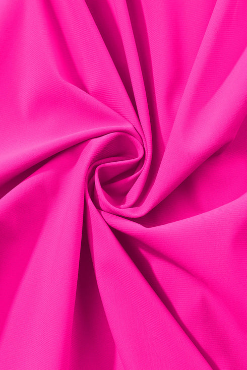 Rose Red Drawstring Elastic Waist Lined Ruffle Shorts Bikini Bottom