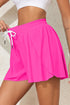 Rose Red Drawstring Elastic Waist Lined Ruffle Shorts Bikini Bottom