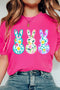Rose Red Floral Easter Bunny Graphic Crew Neck Easter Tee
