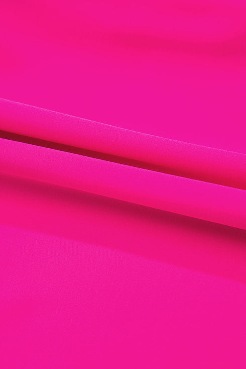 Rose Red Knotted One Shoulder Two Tones Backless One Piece Swimsuit