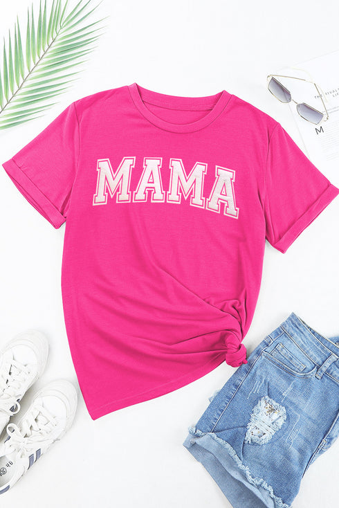Rose Red MAMA Graphic Crew Neck Tee