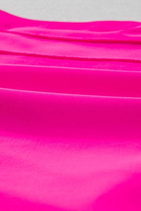 Rose Red Tie Back Ruffled 2pcs Bikini Swimsuit