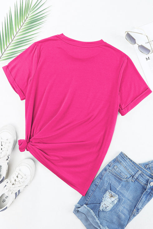 Rose Red Western MAMA Print Crew Neck T Shirt