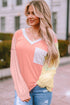 Rose Striped Color Block Splicing Long Sleeve T Shirt