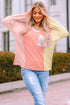 Rose Striped Color Block Splicing Long Sleeve T Shirt
