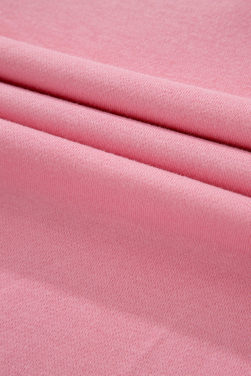 Rose Striped Patchwork Side Split Collared Plus Size Sweatshirt