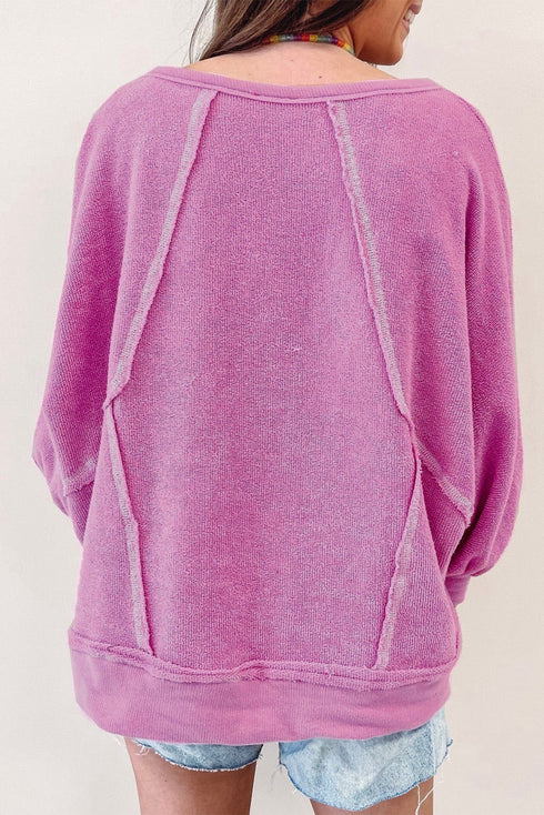 Round Neck Exposed Seam Relaxed Terry Pullover