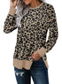 Round Neck Long Sleeve Leopard Print Loose Fit Sweatshirt