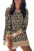 Round Neck Long Sleeve Leopard Print Loose Fit Sweatshirt
