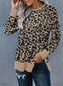 Round Neck Long Sleeve Leopard Print Loose Fit Sweatshirt