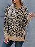 Round Neck Long Sleeve Leopard Print Loose Fit Sweatshirt
