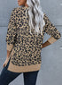 Round Neck Long Sleeve Leopard Print Loose Fit Sweatshirt