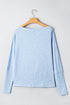 Round Neck Loose Fit Batwing Sleeve Cotton Blend Top