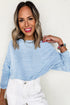 Round Neck Loose Fit Batwing Sleeve Cotton Blend Top