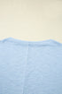 Round Neck Loose Fit Batwing Sleeve Cotton Blend Top