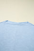 Round Neck Loose Fit Batwing Sleeve Cotton Blend Top