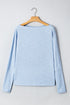 Round Neck Loose Fit Batwing Sleeve Cotton Blend Top