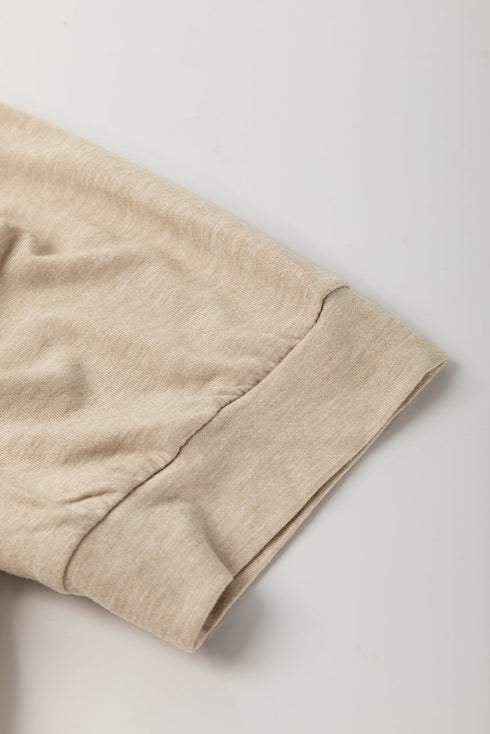 Round Neck Ruched Puff Sleeve Soft Blend Top