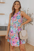 Round Neck Sleeveless Floral Mini Dress