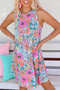 Round Neck Sleeveless Floral Mini Dress
