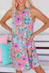 Round Neck Sleeveless Floral Mini Dress