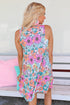 Round Neck Sleeveless Floral Mini Dress