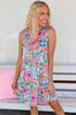 Round Neck Sleeveless Floral Mini Dress