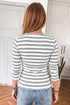 Round Neck Striped Ribbed Knit Long Sleeve Top