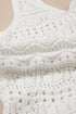 Ruched Drawstring Front V Neck Open Knit Tank