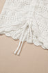 Ruched Drawstring Front V Neck Open Knit Tank
