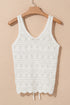 Ruched Drawstring Front V Neck Open Knit Tank