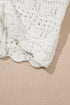Ruched Drawstring Front V Neck Open Knit Tank
