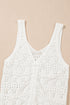 Ruched Drawstring Front V Neck Open Knit Tank