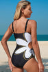 Ruched Side Tie Graphic Floral One Piece Swimsuit
