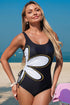 Ruched Side Tie Graphic Floral One Piece Swimsuit
