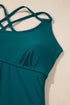 Ruched Side Tie Strap Leaf Print Tankini Set