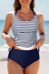 Ruched Side Tie Strap Leaf Print Tankini Set