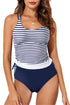 Ruched Side Tie Strap Leaf Print Tankini Set