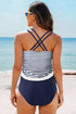 Ruched Side Tie Strap Leaf Print Tankini Set